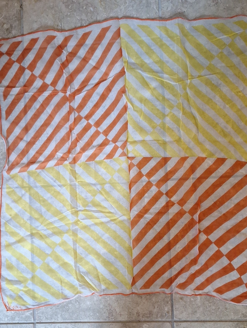 Sheer Vera Striped Silk and Orange and Yellow Scarf
